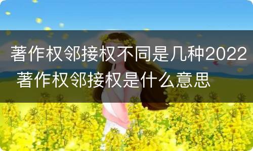 著作权邻接权不同是几种2022 著作权邻接权是什么意思