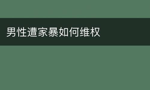 男性遭家暴如何维权