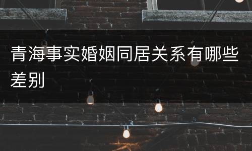 青海事实婚姻同居关系有哪些差别