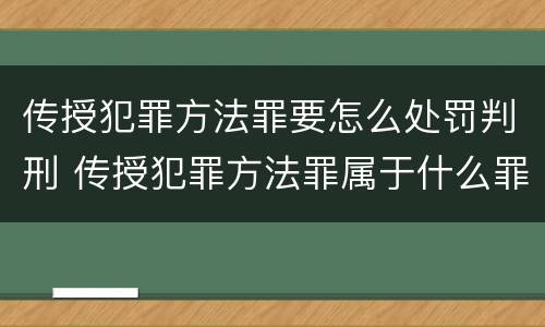传授犯罪方法罪要怎么处罚判刑 传授犯罪方法罪属于什么罪