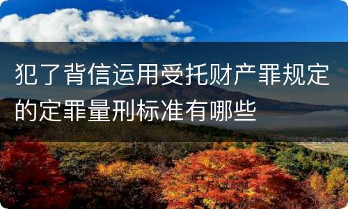 犯了背信运用受托财产罪规定的定罪量刑标准有哪些