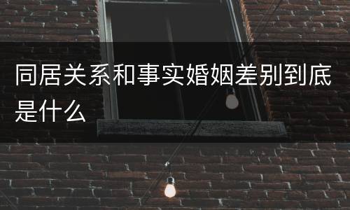 同居关系和事实婚姻差别到底是什么