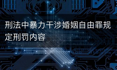 刑法中暴力干涉婚姻自由罪规定刑罚内容
