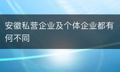 安徽私营企业及个体企业都有何不同