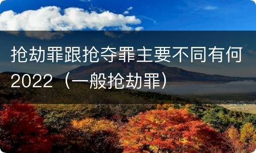 抢劫罪跟抢夺罪主要不同有何2022（一般抢劫罪）
