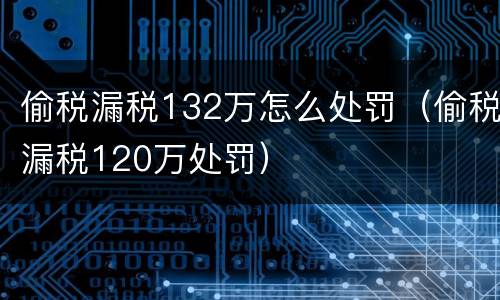 偷税漏税132万怎么处罚（偷税漏税120万处罚）