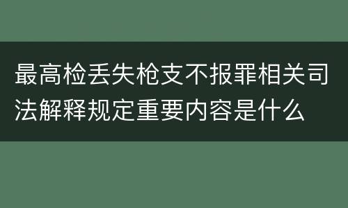 最高检丢失枪支不报罪相关司法解释规定重要内容是什么