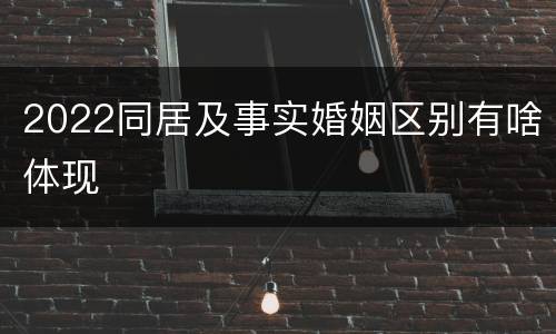 2022同居及事实婚姻区别有啥体现