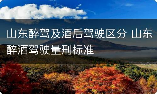 山东醉驾及酒后驾驶区分 山东醉酒驾驶量刑标准