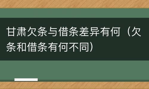甘肃欠条与借条差异有何（欠条和借条有何不同）
