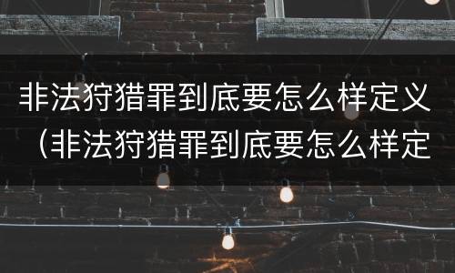 非法狩猎罪到底要怎么样定义（非法狩猎罪到底要怎么样定义的）