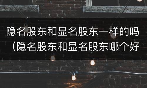 隐名股东和显名股东一样的吗（隐名股东和显名股东哪个好）