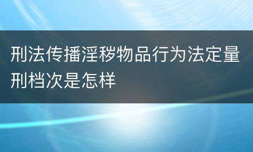 刑法传播淫秽物品行为法定量刑档次是怎样