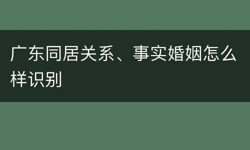 广东同居关系、事实婚姻怎么样识别