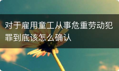 对于雇用童工从事危重劳动犯罪到底该怎么确认