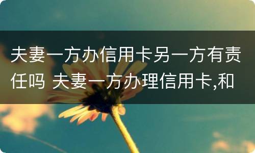夫妻一方办信用卡另一方有责任吗 夫妻一方办理信用卡,和另一方有关系吗