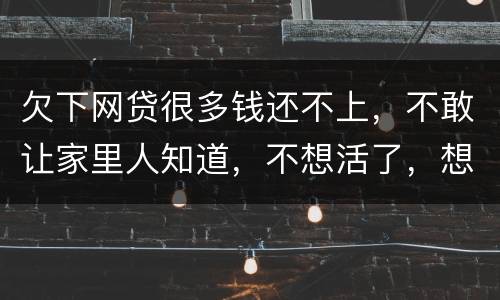 欠下网贷很多钱还不上，不敢让家里人知道，不想活了，想一死了之