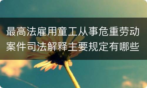 最高法雇用童工从事危重劳动案件司法解释主要规定有哪些