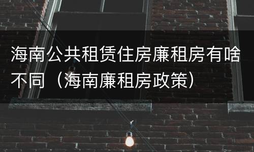 海南公共租赁住房廉租房有啥不同（海南廉租房政策）