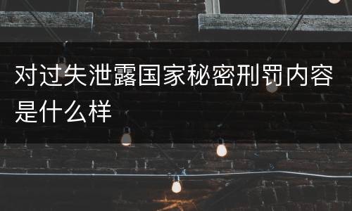 对过失泄露国家秘密刑罚内容是什么样