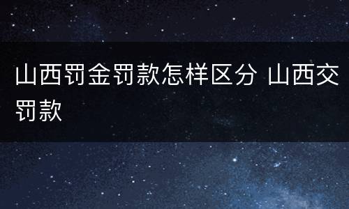 山西罚金罚款怎样区分 山西交罚款