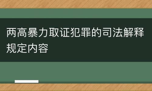 两高暴力取证犯罪的司法解释规定内容