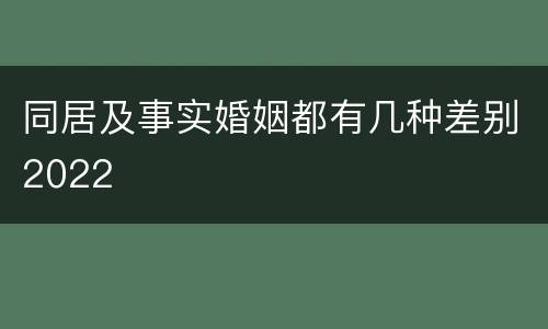 同居及事实婚姻都有几种差别2022