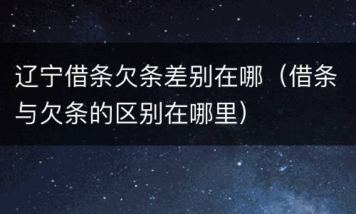 辽宁借条欠条差别在哪（借条与欠条的区别在哪里）