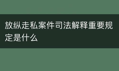 放纵走私案件司法解释重要规定是什么