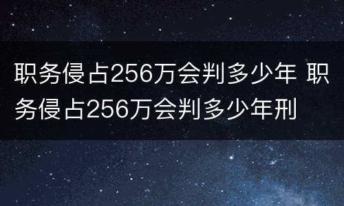 职务侵占256万会判多少年 职务侵占256万会判多少年刑