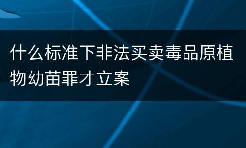什么标准下非法买卖毒品原植物幼苗罪才立案