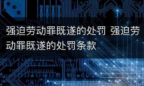 强迫劳动罪既遂的处罚 强迫劳动罪既遂的处罚条款