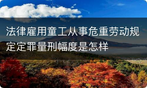 法律雇用童工从事危重劳动规定定罪量刑幅度是怎样