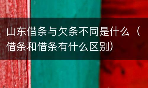 山东借条与欠条不同是什么（借条和借条有什么区别）