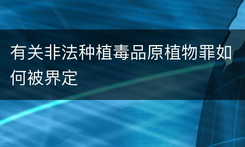 有关非法种植毒品原植物罪如何被界定