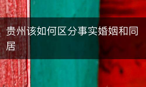 贵州该如何区分事实婚姻和同居