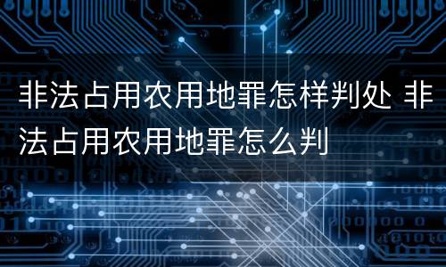 非法占用农用地罪怎样判处 非法占用农用地罪怎么判