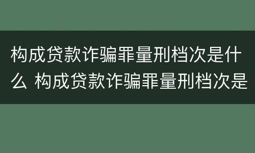 构成贷款诈骗罪量刑档次是什么 构成贷款诈骗罪量刑档次是什么标准