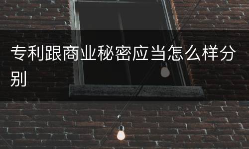 专利跟商业秘密应当怎么样分别