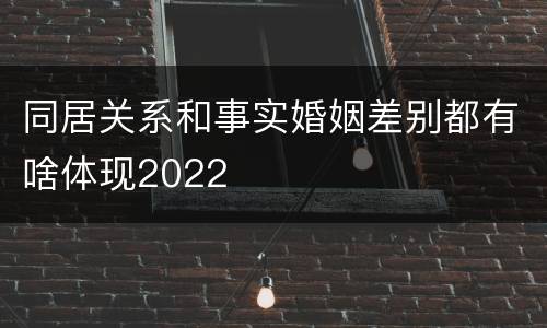 同居关系和事实婚姻差别都有啥体现2022