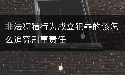 非法狩猎行为成立犯罪的该怎么追究刑事责任