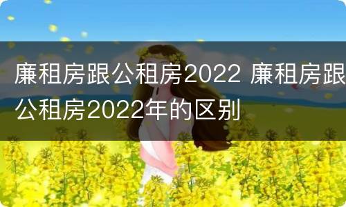 廉租房跟公租房2022 廉租房跟公租房2022年的区别