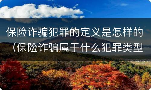 保险诈骗犯罪的定义是怎样的（保险诈骗属于什么犯罪类型）