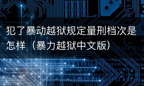 犯了暴动越狱规定量刑档次是怎样（暴力越狱中文版）