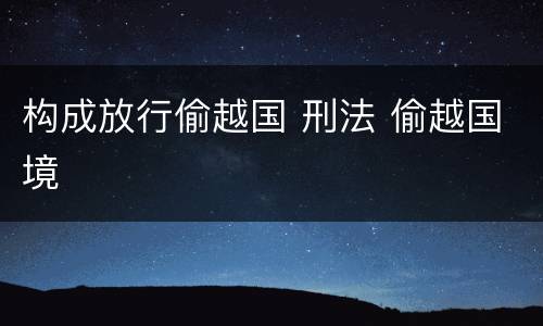 构成放行偷越国 刑法 偷越国境