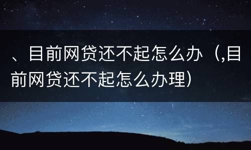 、目前网贷还不起怎么办（,目前网贷还不起怎么办理）