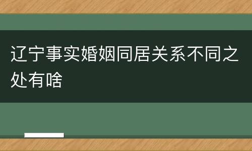 辽宁事实婚姻同居关系不同之处有啥