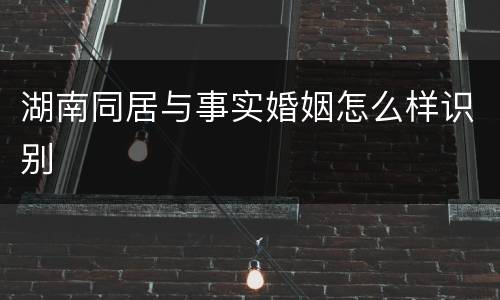 湖南同居与事实婚姻怎么样识别