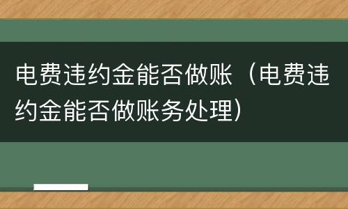 电费违约金能否做账（电费违约金能否做账务处理）