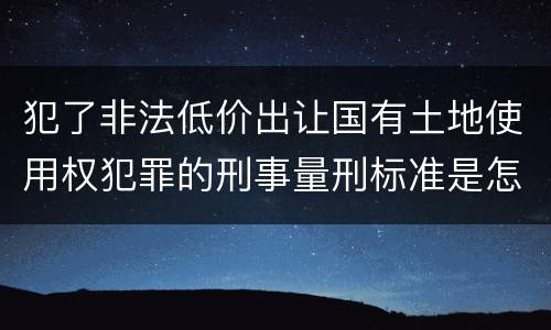 犯了非法低价出让国有土地使用权犯罪的刑事量刑标准是怎样的